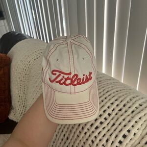 Titleist Mens White and Red Cap